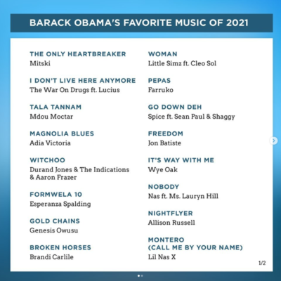 Barack Obama favorite 2021 songs