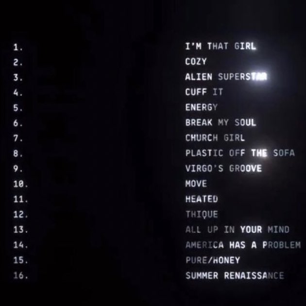 Beyoncé renaissance tracklist